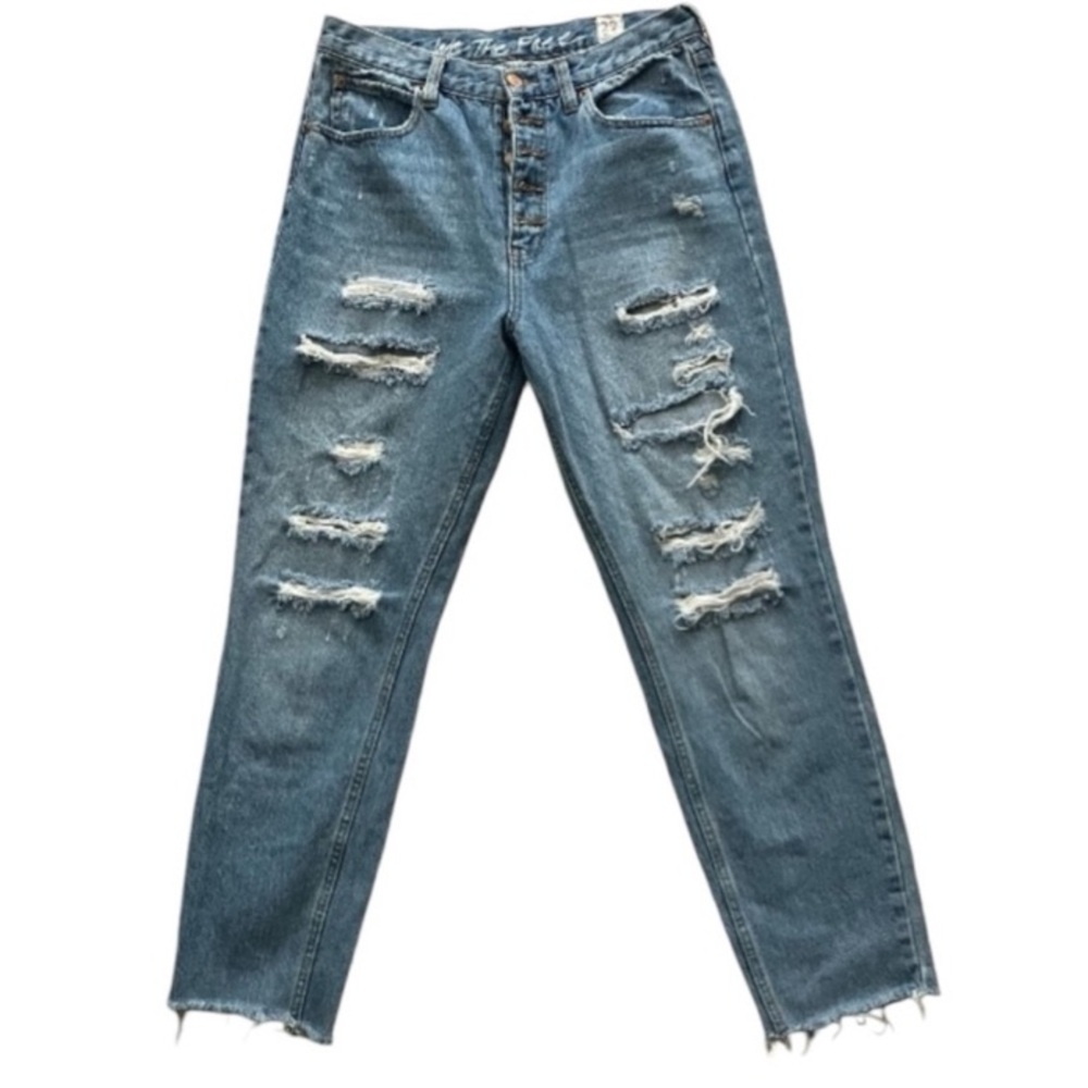 We The Free -29- Button Front Boyfriend Jeans Distressed Destroyed Free …